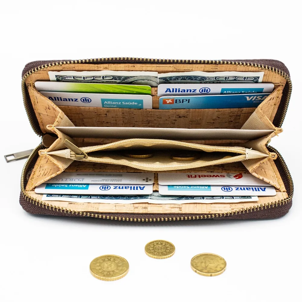 Пробковые мешки пробковый кошелек для женщин все натуральные пробковые бирюзовые пробковые женский бумажник на молнии BAG-324-K