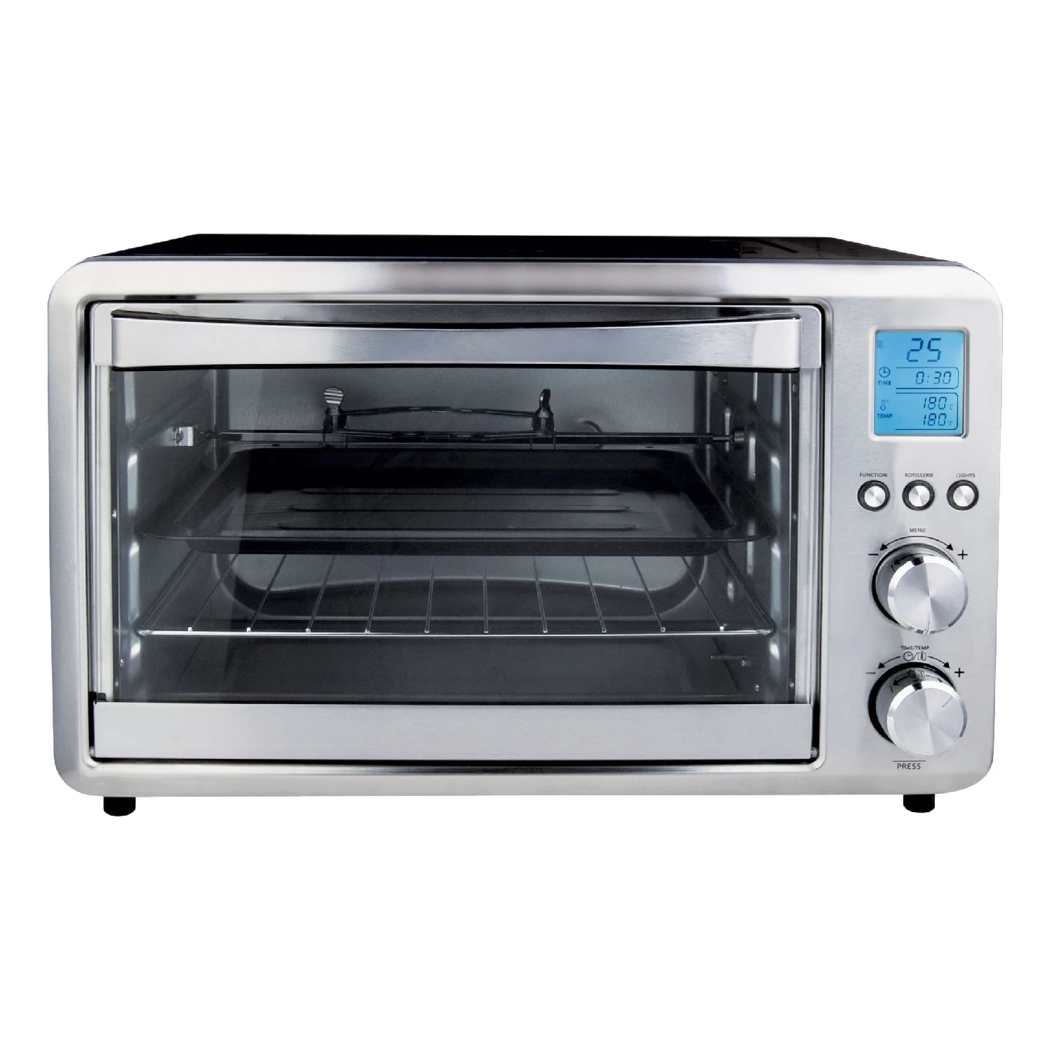 Мини-печь GEMLUX GL-OR-1555 (Мощность 1500 Вт, объем духовки 25 л, 2 нагревательных элемента, регулировка температуры до 230°С, индикатор режима работы)