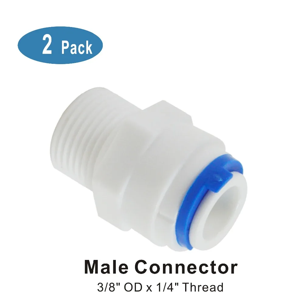 

Male Connector 1/4" x 3/8" Quick Connect RO System Fitting - 2 PACK