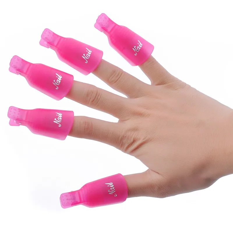 

10pcs/set durable reusable nail polish makeup remover cap 6 color professional cleaning gel varnish soaker off cap lacquer tool