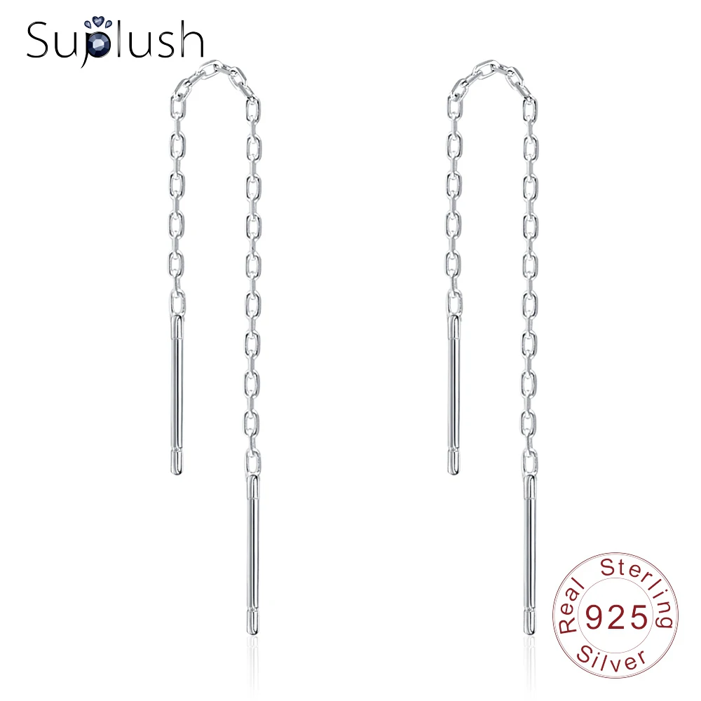 Suplush ухо нить серьги 925 пробы серебряные с длинными цепочками для Для женщин