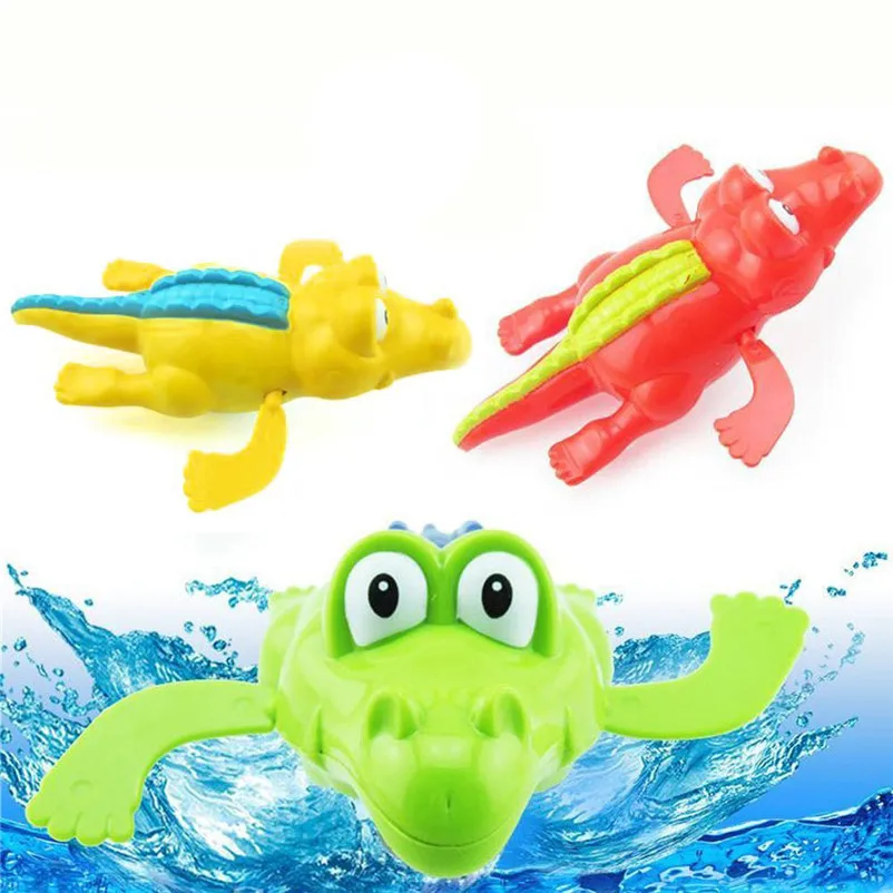 Мини мультфильм крокодил Ветер вверх Забавный Заводной игрушки для детской ванны, плавание обучающие игрушки для детей 3no08