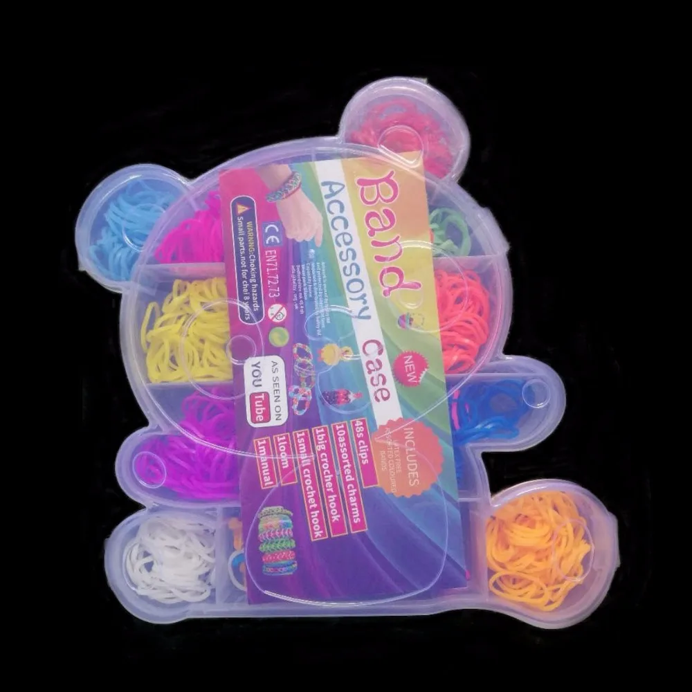 

400pcs Rubber Bands To Weave Bracelet Panda Boxed Gum DIY Charm Plaiting Loom Band for Boy Girl Hair Accessories Machine Set