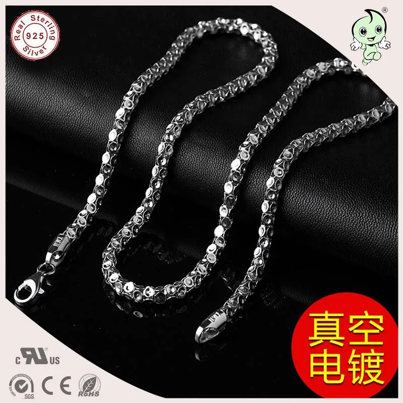 Buena calidad Popular Cool Casual 50 CM de longitud 925 Plata de Ley grueso hombre Lattern collar cadena - 1