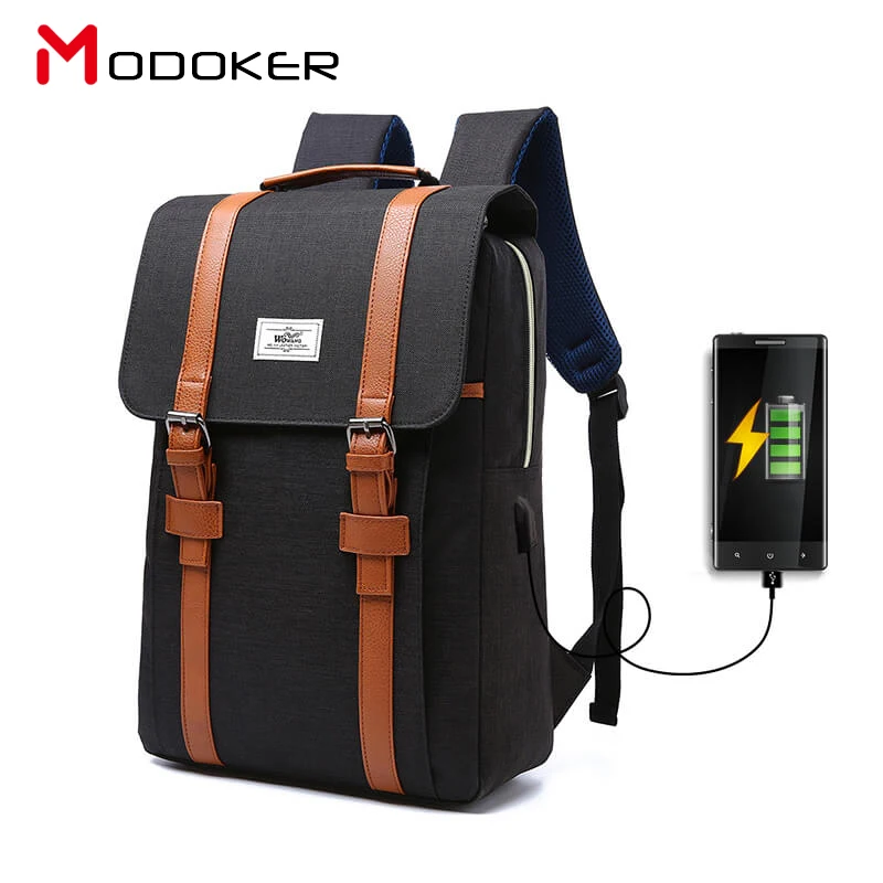 Рюкзак Modoker для ноутбука в Корейском стиле унисекс с внешним USB интерфейсом