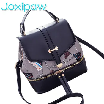 

Joxipaw Women PU Leather Fashionable Single Shoulder Backpack Generous Portable Zippered Satchel Bag For Teenagers Girls ZK15