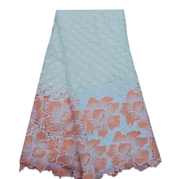 

Embroidered African Lace Fabric High Quality For Nigerian Wedding Dress,Water Soluble Lace With STONES Cord Lace Fabric 1086-1
