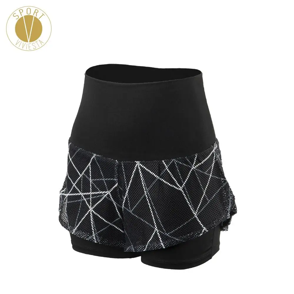 

Mesh Dual Layer High Rise Shorts - Women's Performance High Waist Meshy Net Double Layer With Inner Tight