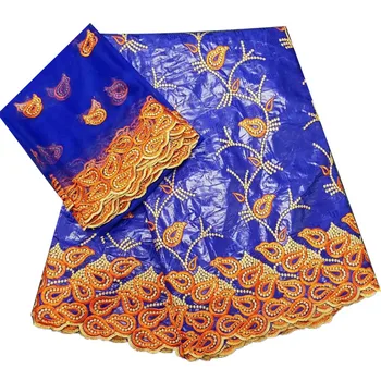 

bazin riche getzner brode guinea brocade fabric high quality 2018 nigerian lace fabric with beads for dress 5+2 yard/lot JJ93-2