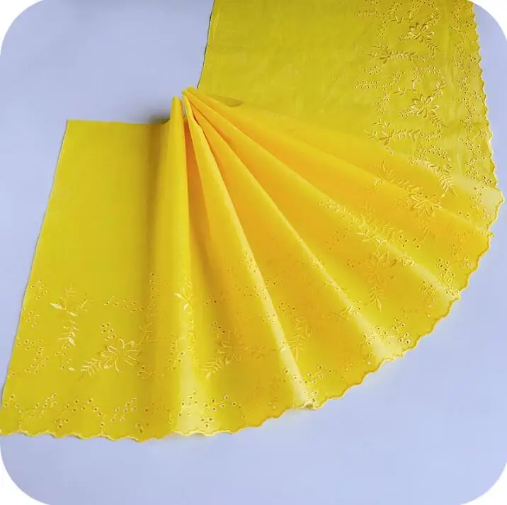 

1 Meter 100% Cotton Embroidered Lace Fabrics Women's Clothing Diy Yellow Cotton Lace Trim Cloth Free Shipping