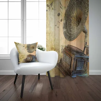 

Else Brown Gramaphone Music Notes Vintage Authentic 3d Print Living Room Bedroom 1 Panel Set Curtain Combine Gift Pillow Case