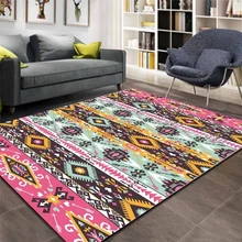 Else ацтекский этнический Розовый Синий Геометрический 3d узор принт Нескользящая микрофибра для гостиной декоративный современный моющийся коврик