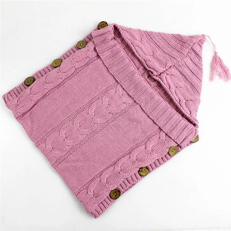 0-100 дней детские зимние спальные мешки, теплый конверт, вязаная коляска для новорожденных, спальный мешок для младенцев, вязаная крючком Пеленка, 50*30 см - Цвет: Розовый