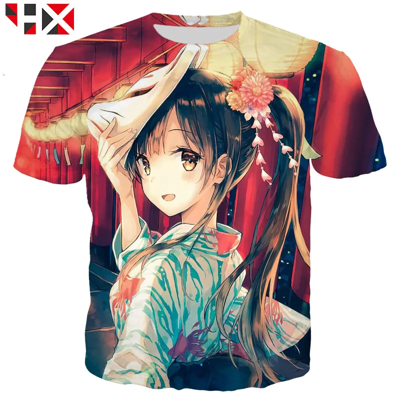 

2019 Newest Anime T Shirts 3D Print Kimono Anime Girl T Shirt / Sweatshirt / Hooded Unisex Street Style Style T Shirt HX212