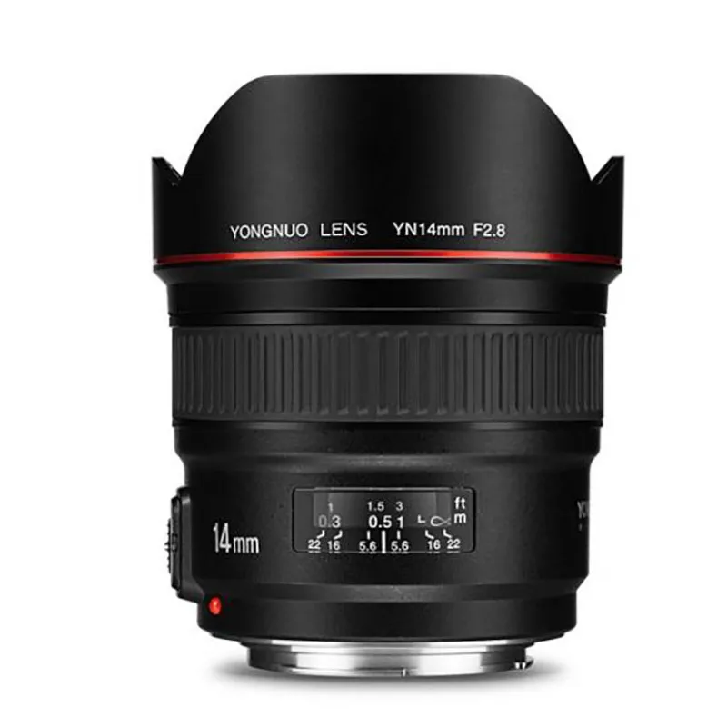 Объектив камеры Yongnuo 14 мм F2.8 для Canon EOS 700D Nikon D5300 YN14mm F2.8N ультраширокоугольный