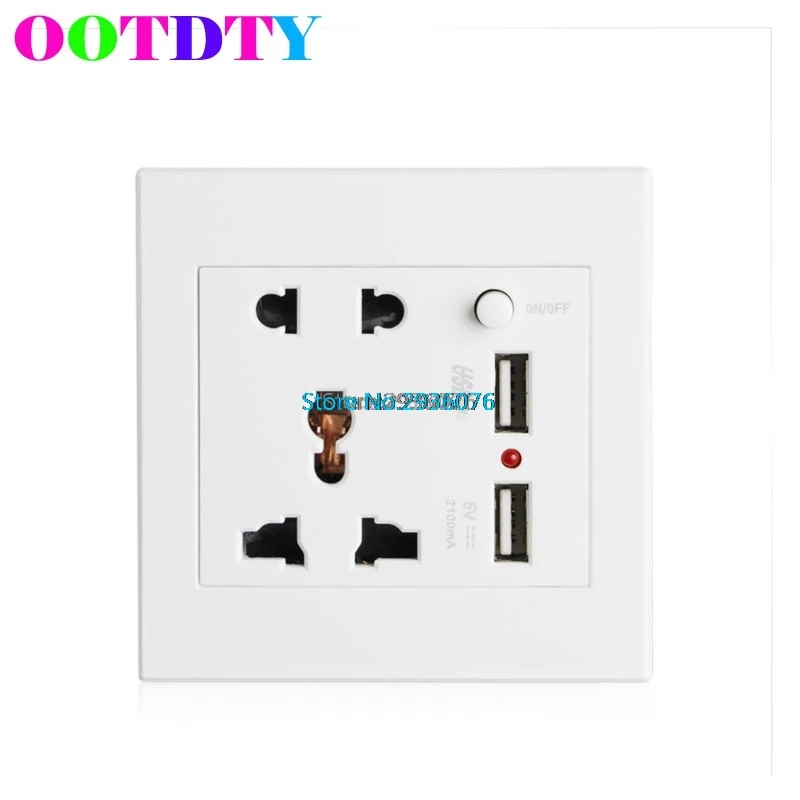 

2.1A Dual USB Wall Socket Charger AC/DC Power Adapter Plug Outlet Panel w/Switch