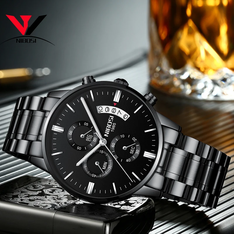 Reloj Hombre NIBOSI часы с хронографом для мужчин водонепроницаемые мужские 2018 Роскошные
