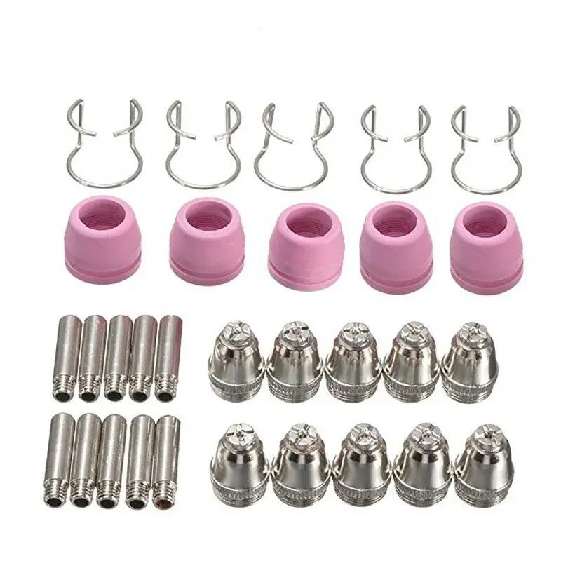 

SG55 AG60 30Pcs Consumables KIT Electrodes Sheild Cups TIPS Spacer Guide for Plasma Cutter Welder Torch 30PK