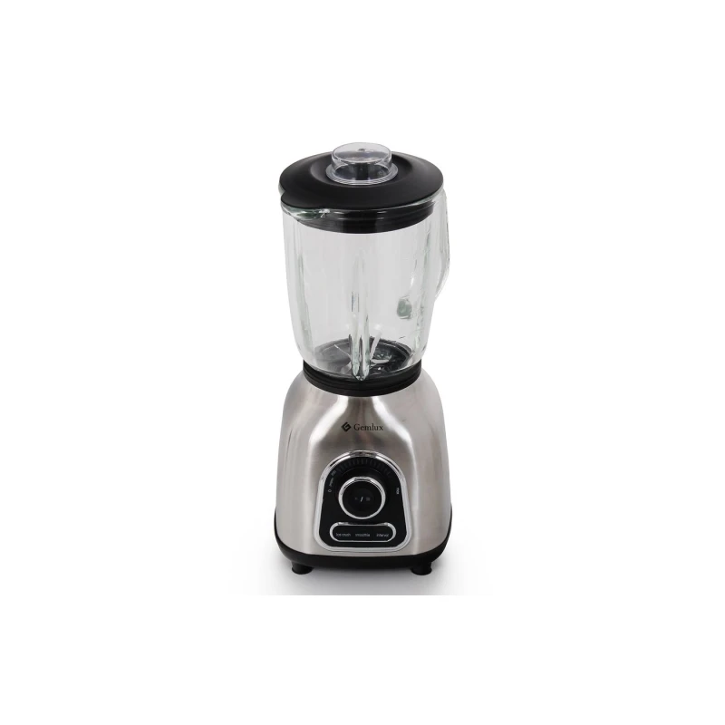 Блендер GEMLUX GL-BL1475G (Мощность 1400 Вт, 3 режима работы, 1 стеклянный стакан емкостью 1,75 л с крышкой и мерным колпачком, материал корпуса - нержавеющая сталь, 6-ти лопастной нож из нержавеющей стали)