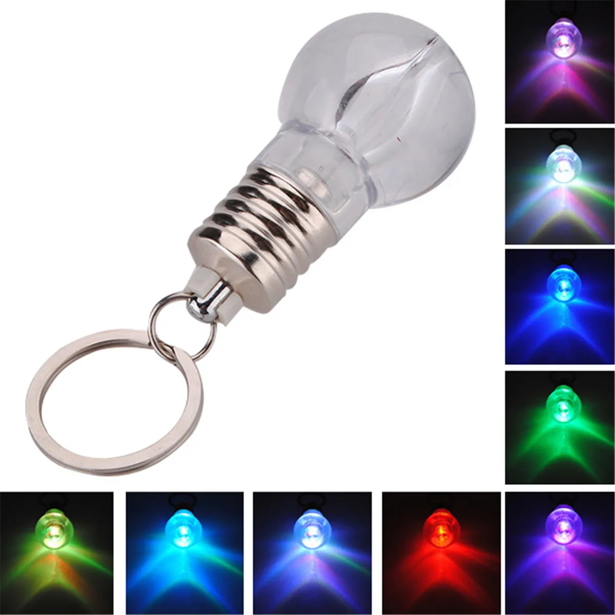 

1 PCS Creatived Colorful Changing LED Flashlight Light Mini Bulb Lamp Key Chain Clear Lamp Torch Keyring Novelty Christmas Gift