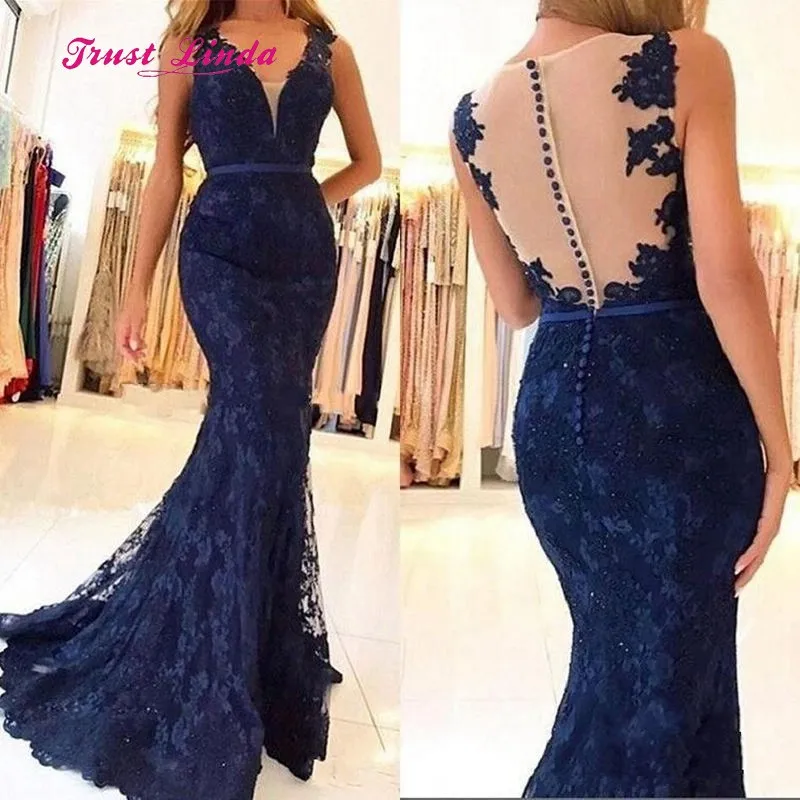 

Navy Blue Party Dress Long Deep V Neck Mermaid Lace Long Dress For Wedding Party For Woman Bridesmaid Dresses Long