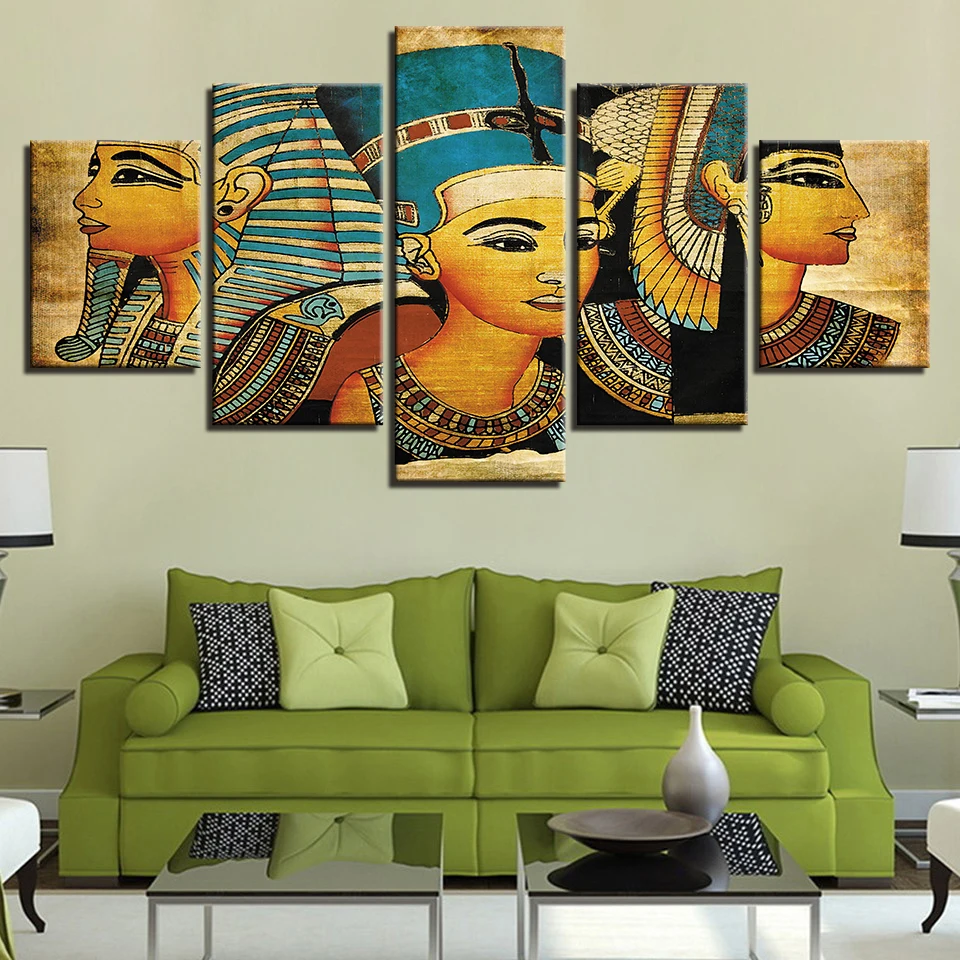 Preise Vintage Bilder Leinwand Gedruckt Poster 5 Panel Pharao Von Alten Ägypten Gemälde Home Decor Für Wohnzimmer Kunstwerk Wand Kunst