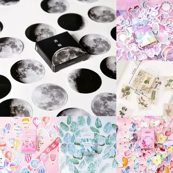 

45pcs/box Stationery Stickers Kawaii Moon Plants Stickers Vaporwave DIY Planet Sticky Paper For Decoration Diary Scrapbooking