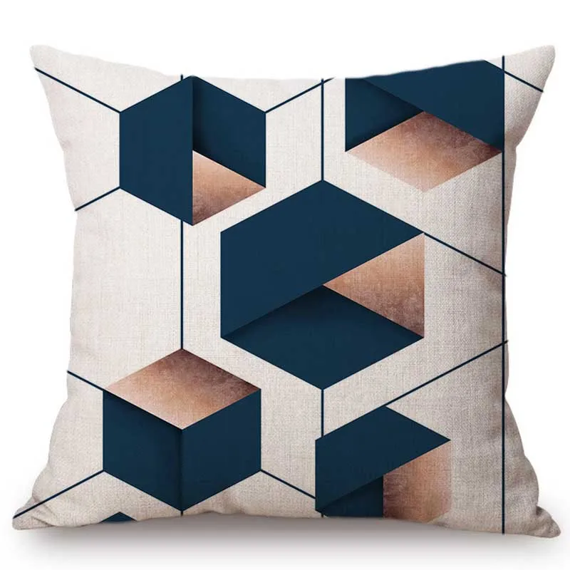 1" темно-синие геометрические кубики домашние декоративные диванные наволочки Северный, Скандинавский современный льняная летняя шляпа наволочка