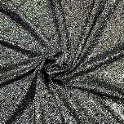 Тонкий трикотаж с покрытием, ширина 150 см, непрерывный крой, 2 способа растягивания, спандекс, лайкра Ткань для шитья купальников, танцевальные костюмы - Цвет: Hologram Black Silve