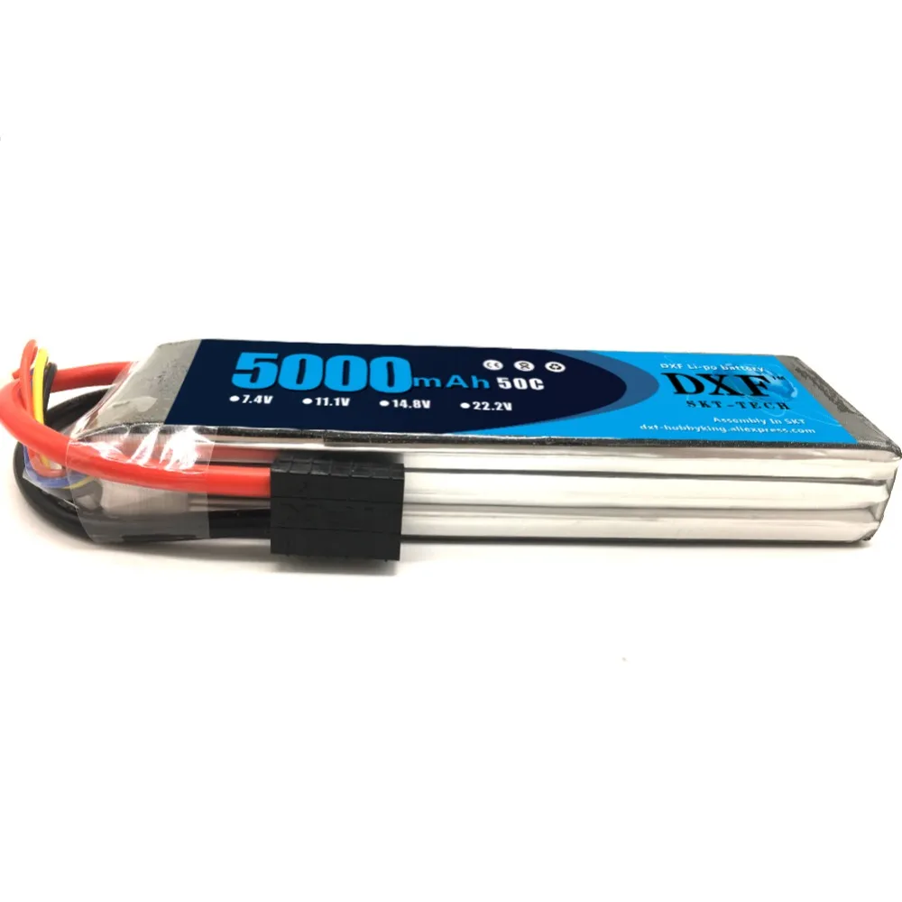 DXF lipo 7,4 V 2s 11,1 V 3S 14,8 V 4S 18,5 V 5S 22,2 V 6S 5000mAh 50C 100C TRX штекер для FPV 450 500 RC Вертолет Лодка TRX автомобиль