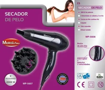 

Dryer HAIR SEMI professional 2000W diffuser included 2 speeds waranty MP-5607