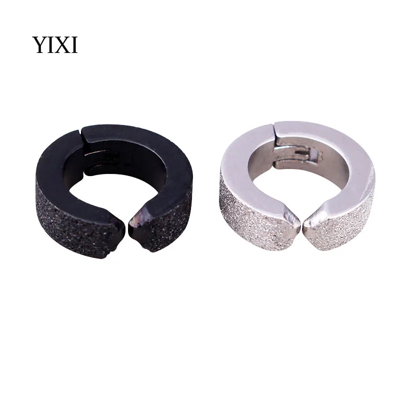 YIXI черные Серебряные Матовые серьги-манжеты из нержавеющей стали серьги для