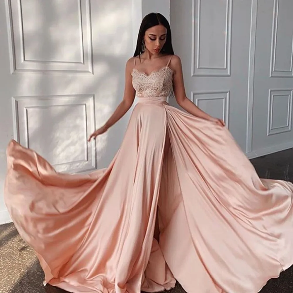 HONGFUYU Evening Dresses Long 2019 Formal Dress Elegant Abiye Gece Elbisesi Lace Robe De Soiree Spaghetti Straps Prom Gowns Slit HONGFUYU Evening Dresses Long 2019 Formal Dress Elegant Abiye Gece Elbisesi Lace Robe De Soiree Spaghetti Straps Prom Gowns Slit