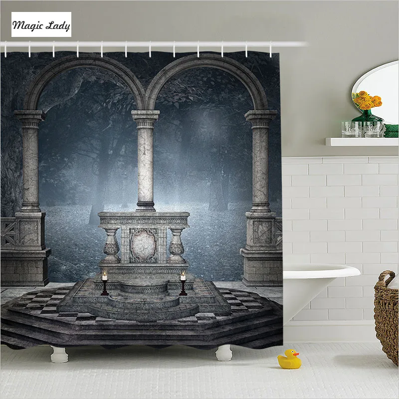 Duschvorhang Decor Badezimmer Zubehor Altar Scary Winter Wald Heiligen Spirituelle Kirche Blau Grau 180 200 Cm Shower Curtain Curtain Showerbathroom Curtain Shower Aliexpress