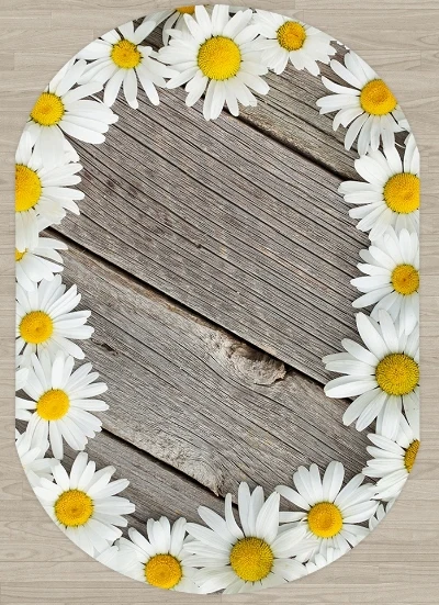 Остальное серое дерево белый желтый цветы ромашки 3d принтом Нескользящие из микрофибры Гостиная современные Овальный моющийся коврик ковер