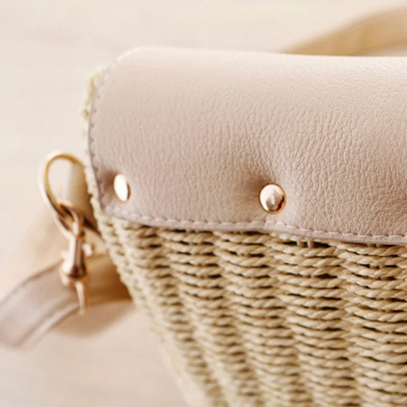 Mulheres Palha Saco Rattan Bali Feminino Bohemian