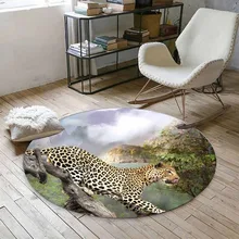 Else кобура в Leopard диких животных 3d принт Нескользящие назад круглый ковры области для гостиных ванная комната