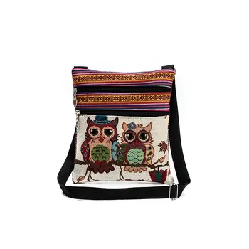 

H80&S90 FASHION WOMEN LINEN EMBROIDERED OWL TOTE SHOULDER SHOPPING BAG POSTMAN CROSS BODY TOTE BAG LADY SAC