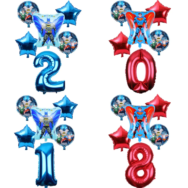 Superhéroe Superman Batman lámina globo 6 unids/set 32 pulgadas número Globos fiesta suministros niños juguetes Globos cumpleaños fiesta suministros Superhéroe Superman Batman lámina globo 6 unids/set 32 pulgadas número Globos fiesta suministros niños juguetes Globos cumpleaños fiesta suministros