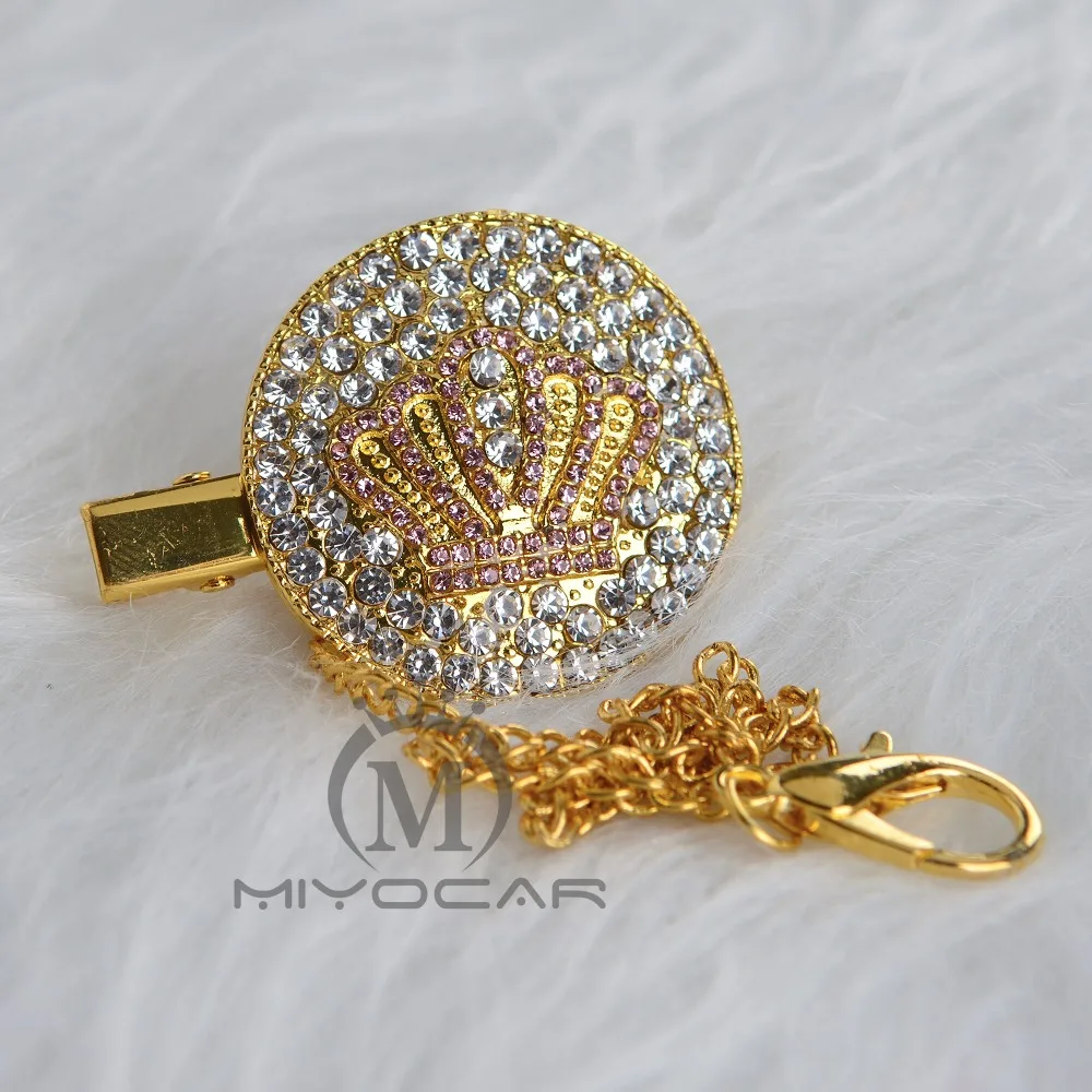 MIYOCAR bling crown, соска, клипса, держатель на цепочке, пустышка, клипса на цепочке, уникальный дизайн, Металл высокого класса, CH-4 на цепочке