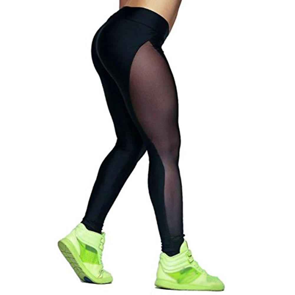 Sexy Women See Through Yoga Pants Outdoor Gym font b Fitness b font Elastic Jogging Leggings