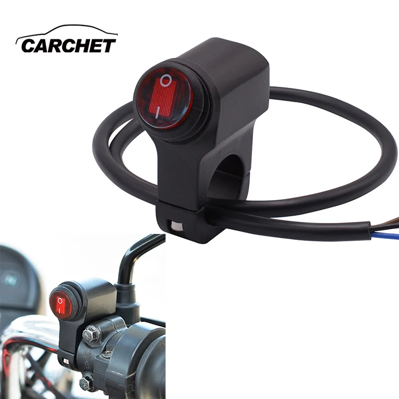 

CARCHET 12V Motorcycle Switches for Headlight Auxiliary Lights Fog Light Aluminum Alloy Motorbike Tricycle Handlebar Switch