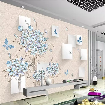

Fresh blue hydrangea 3D square wall professional production mural wallpaper wholesale custom poster photo wall