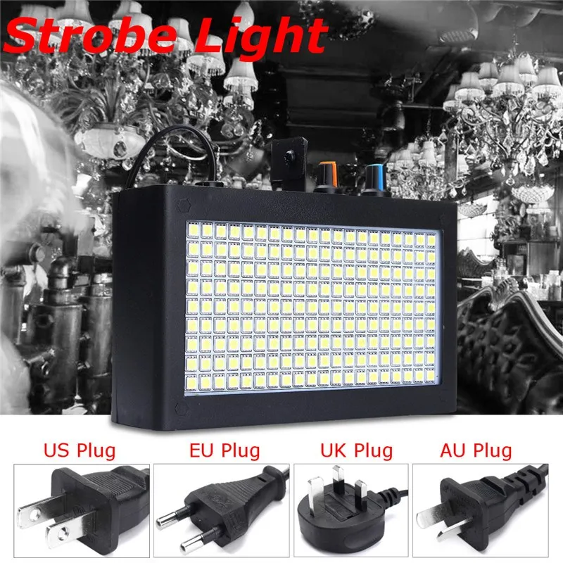 

Smuxi 25W Sound Actived Auto 180 LED Strobe Light 5050 SMD Voice/Self-propelled/Strobe Mode Party Club Disco Great Stage Lamp