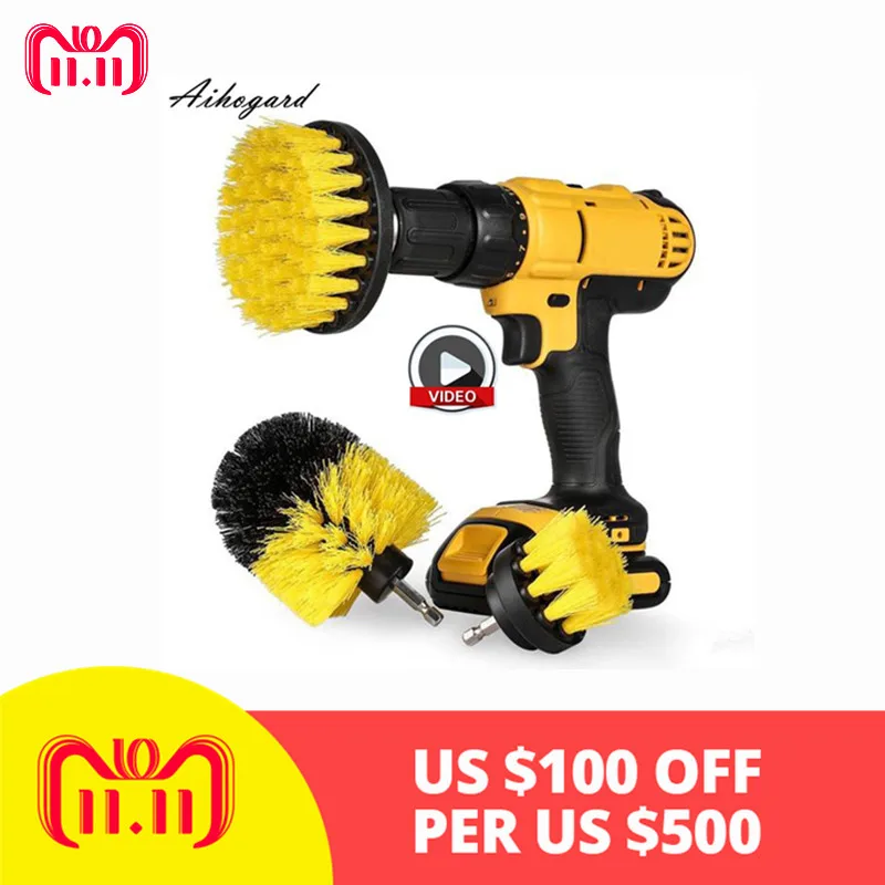 

3Pcs Power Scrubber Brush Drill Brush Clean for Bathroom Surfaces Tub Shower Tile Grout Cordless Power Scrub Drill Cleaning Tool