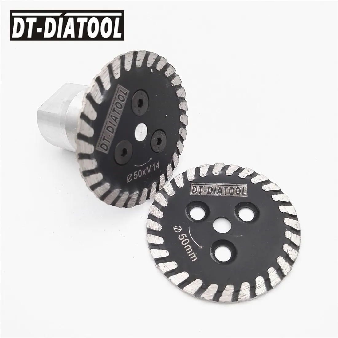 DT-DIATOOL 2pcs Mini Diamond cutting disc Hot pressed saw blade 1pc removable M14 flange carving stone marble concrete