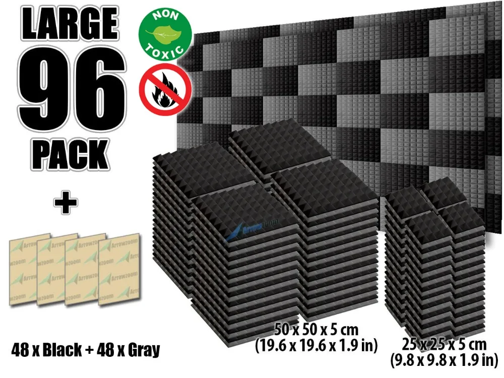 

Arrowzoom 96 pcs Color Combination Pyramid Tile Studio Sound Absorbing Panel Acoustic Foam Treatment