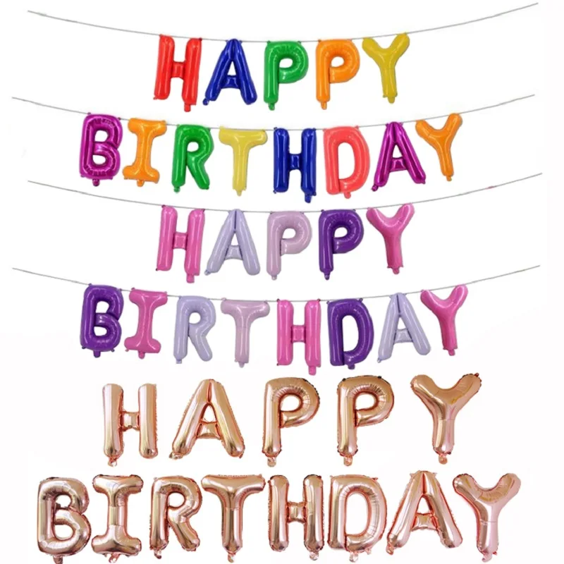 1" фольгированные воздушные шары с буквами алфавита с днем рождения, воздушные шары из розового золота для украшения вечеринки на день рождения для детей и взрослых