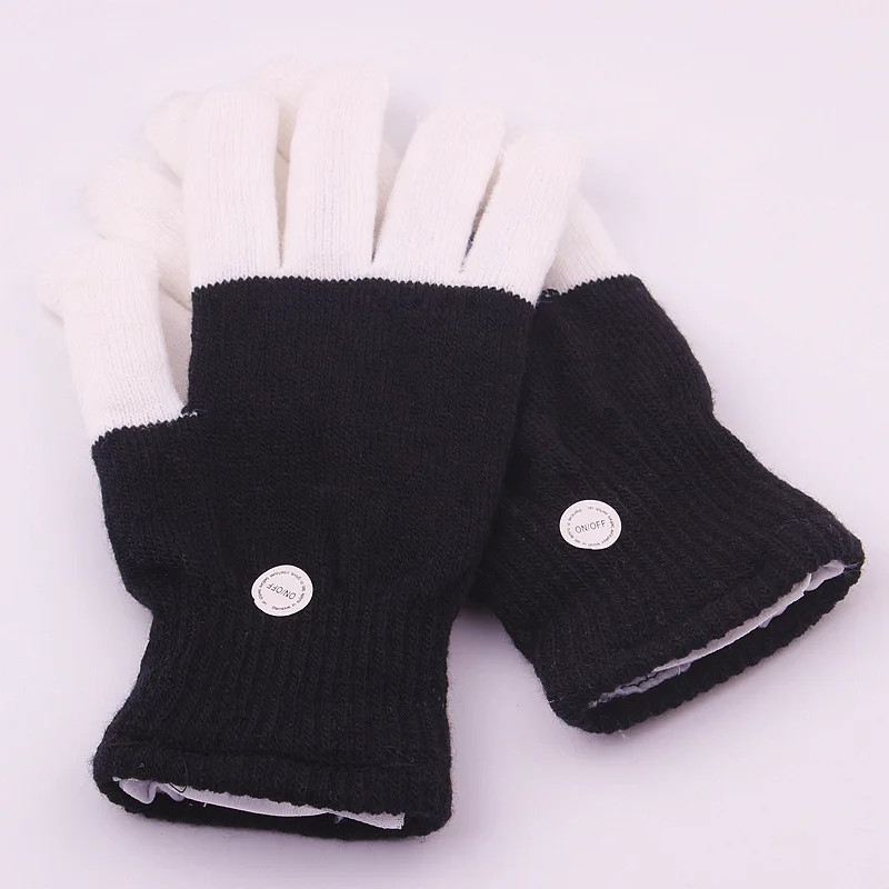 

Winter Novelty Party Glow Party Supplies Glowing Gloves LED Rave Flashing Glove Glow 7 Mode Light Up Finger Tip Lighting Black