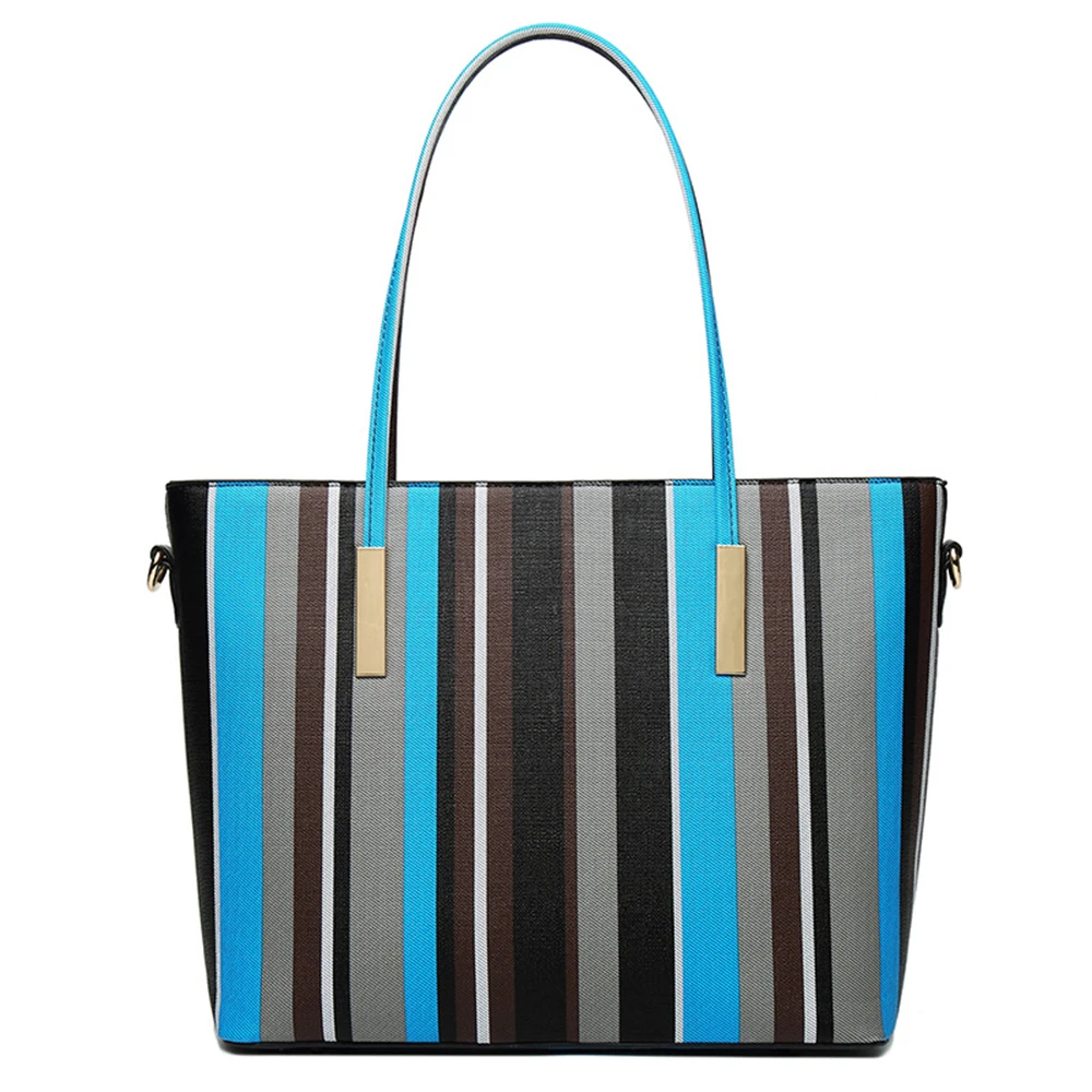 

Large capacity PU Leather Casual stripe Handbags Female Designer Bag Vintage Big Size Tote Shoulder Bag High Quality women bag